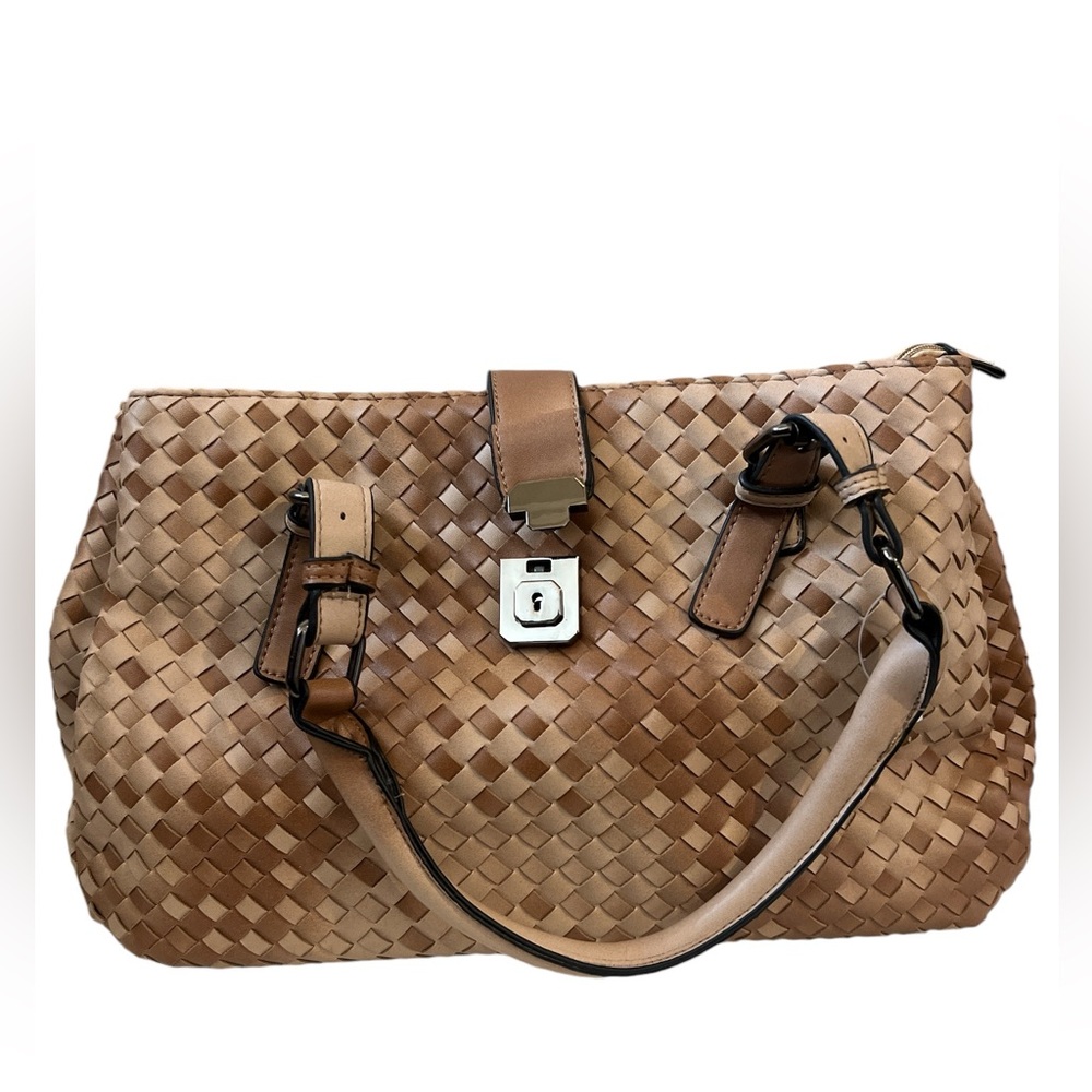 Leather Herringbone Woven Handbag